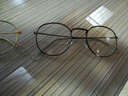亨亚晟韩版复古文艺椭圆大框装饰眼镜架男女时尚金属平光镜眼镜 蓝色 实拍图
