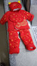 鹏优婴儿套装棉衣宝宝满月百天服红色唐装新生儿衣服纯棉秋冬外出加厚 红色加厚棉服5件套 59 （建议0-2月） 实拍图