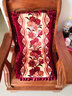 花语缤纷 加厚防滑沙发坐垫 红木实木沙发垫 长椅垫可拆洗带靠背 富贵花-红 50*45*高度60(高密度海绵) 实拍图