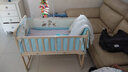 贝快乐婴儿床宝宝童床环保实木无油漆可侧翻与大人床合并、可变书桌 床+蚊帐+刺绣五件套+棕垫 A款  102*60*85 实拍图