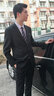 汉尼（HANY）【高定工艺】纯羊毛西服套装男结婚新郎婚礼黑色高级商务西装男士 奥纽斯黑【平驳领7.8CM 合身版】 52 【西裤请联系客服选择尺码】 实拍图