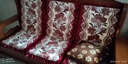 花语缤纷 加厚防滑沙发坐垫 红木实木沙发垫 长椅垫可拆洗带靠背 富贵花-红 50*45*高度60(高密度海绵) 实拍图