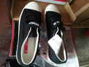 人本男鞋帆布鞋男鞋春秋平底低帮魔术贴粘扣学生休闲鞋板鞋 黑色 41码 实拍图