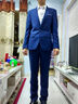 OMAX西装男套装韩版学生面试商务正装婚庆婚纱影楼服装结婚新郎伴郎服 宝蓝色二件套 165/M 实拍图