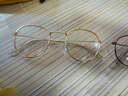 亨亚晟韩版复古文艺椭圆大框装饰眼镜架男女时尚金属平光镜眼镜 蓝色 实拍图