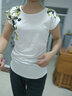 艾路丝婷夏季新款短袖T恤女印花蝙蝠袖女士体恤TX3393 白色 160/84A/M 实拍图