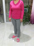 艾路丝婷夏装修身打底衫纯色V领修身短袖短袖T恤女5601 深蓝色 4XL 实拍图