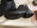 AOSENTU马丁靴男头层牛皮中高帮男靴男鞋潮流时尚雪地靴冬季保暖加绒棉鞋 系带单鞋957 40 实拍图