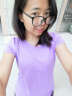 艾路丝婷新款短袖T恤女V领上衣纯色打底体恤TX3560 紫色 165/88A/L 实拍图