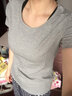艾路丝婷夏装短袖T恤女上衣韩版修身圆领纯色棉体恤TX3361 灰色 4XL（建议150斤-160斤） 实拍图