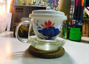 美斯尼 玻璃茶杯茶水分离水杯陶瓷过滤内胆办公室茶杯茶具高硼硅泡茶杯 蓝荷（300毫升） 实拍图