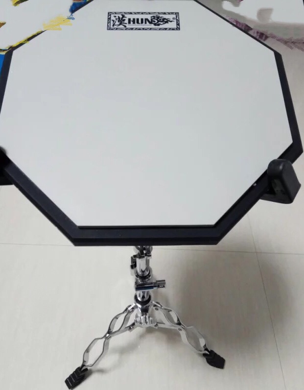 汉（HUN）哑鼓套装12寸架子鼓练习打击板初学入门 汉牌哑鼓垫 蓝色12寸+E支架 实拍图