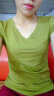 艾路丝婷夏装新款T恤女短袖上衣韩版修身体恤TX3560 军绿色V领 M 实拍图