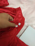 依嫚诗送礼大红性感薄吊带睡裙睡袍浴袍春秋仿真丝家居服两件长袖睡衣女 刺绣大红(睡裙+睡袍) XL(110-125斤) 实拍图