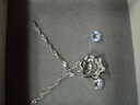 【免费刻字】丝芙蒂925银项链女款 吊坠韩版简约银饰品六芒星锁骨链配饰品 生日情人节礼物送女友 灵动六芒星项链水波链 +玫瑰礼盒 实拍图
