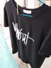 衣领飘飘T恤女装短袖新款上衣秋冬宽松夏装白半袖字母印花情侣女士体恤棉 黑色 M偏大(110-130斤) 实拍图