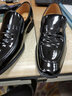 老人头皮鞋男冬季男士皮鞋商务正装鞋尖头内增高鞋婚鞋皮鞋 平跟款-黑色 43 实拍图