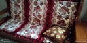 花语缤纷 加厚防滑沙发坐垫 红木实木沙发垫 长椅垫可拆洗带靠背 富贵花-红 50*45*高度60(高密度海绵) 实拍图