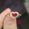 米莱珠宝 0.65克拉红宝石戒指18K金镶嵌钻石男女经典心形情侣定制礼物 红宝石戒指 圈号可定制 实拍图