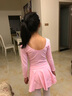 艾舞戈儿童舞蹈服芭蕾舞裙女童专业练功服跳舞裙女孩短袖中国舞考级服装 【开裆】粉色-长袖 140 实拍图