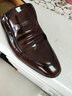老人头皮鞋男秋冬季新款亮皮男士商务正装鞋尖头真皮透气婚鞋男鞋 套脚平跟款-棕色 41 实拍图