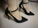 图瓦西图瓦西 细跟高跟鞋单鞋女新款尖头绒面一字扣镂空欧美性感女鞋子 黑色 37 实拍图