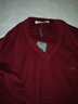 恒源祥100纯羊毛衫男士纯色v领秋冬季商务正装职业工装保暖上班百搭毛衣 深红  XL (180) 实拍图