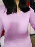 艾路丝婷新款T恤女长袖秋冬V领打底衫女士棉体恤TX3688 玫红色 165/88A/L 实拍图