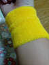 AOLIKES毛巾运动护腕男女护腕套跑步骑行羽毛球吸汗透气篮球擦汗定制logo 柠檬黄色 长8厘米 （两只） 实拍图