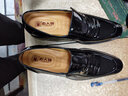 老人头皮鞋男冬季男士皮鞋商务正装鞋尖头内增高鞋婚鞋皮鞋 平跟款-黑色 43 实拍图