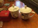 瑞玖（RUIJIU） 实用茶杯带盖水杯骨质瓷陶瓷杯会议杯男女办公杯子 水墨虾 1个 350ml 实拍图