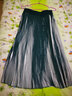 TUOSE 半身裙 香港潮牌夏季新款黑白条纹雪纺中长款飘逸大摆高腰显瘦复古A字百褶裙 绿色 M 实拍图