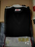 恒源祥100纯羊毛衫男士纯色v领秋冬季商务正装职业工装保暖上班百搭毛衣 黑色 M (170) 实拍图