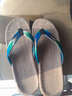 贵足享 家居拖鞋 情侣新款亚麻拖鞋 人字拖鞋 防滑室内拖鞋 凉拖鞋 蓝绿色 42-43 (280mm) 实拍图