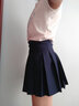 欧贝汐韩版A字学院风学生半身裙高腰春夏秋冬季百褶裙女网球裙a字短裙子 藏青色 L 实拍图
