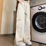 MELROSEMOOD美式复古工装牛仔裤女2025女装春季新款高腰宽松直筒阔腿牛仔裤子 杏色（长裤） M 实拍图