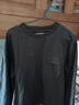 马登工装 复古麂皮绒拼接贴布纯棉长袖T恤宽松落肩圆领卫衣男 烟灰色 S 实拍图