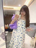 栢启歆 睡裙带胸垫睡衣女网红风棉质夏季吊带甜美日系无袖宽松家居服 竖条纹背心裙 L建议【100-120斤】 实拍图