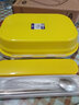 芮家德 304不锈钢分格饭盒双层隔热防烫便当盒儿童学生保温快餐盒盘带盖 黄色三格 实拍图