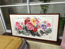 迅典国画富贵牡丹挂画餐厅客厅装饰画纯手绘真迹字画沙发背景墙画壁画 富贵吉祥 实木带框63*123厘米 实拍图