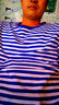 七匹鲨 海魂衫男短袖条纹t恤 男装加肥加大码蓝白条纹海魂衫男 4XL 实拍图