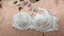 遐[点彩]双细肩带法式蕾丝内衣女春夏大胸显小性感纯欲3/4杯文胸罩 白色 80B 实拍图