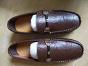 游虎（YOUHU）休闲皮鞋男真皮软底豆豆鞋套脚懒人驾车鞋百搭四季男鞋冬季加绒保暖棉鞋 暗棕【1818】 38 实拍图