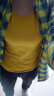 艾路丝婷背心女夏装新款纯色女士无袖衫打底衫吊带小背心TX6051 黄色 M 实拍图
