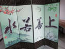 祥朗屏风实木布艺屏风隔断折屏座屏玄关移动现代简约中式田园客厅卧室书房酒店宾馆艾灸养生理疗屏风帘玄关墙 上善若水 1.8米高X0.5米宽单面图案一扇价格 实拍图