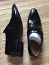 老人头皮鞋男秋冬季新款亮皮男士商务正装鞋尖头真皮透气婚鞋男鞋 套脚平跟款-黑色 44 实拍图