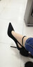 图瓦西图瓦西 细跟高跟鞋单鞋女新款尖头绒面一字扣镂空欧美性感女鞋子 黑色 37 实拍图