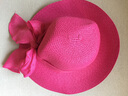 迷人微笑遮阳帽女士户外防晒帽子新品度假草帽编织大檐沙滩夏天太阳帽女 玫红 实拍图