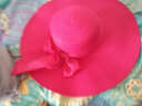 维捷夫遮阳帽女士太阳帽夏天沙滩大沿帽子折叠防晒草帽女 紫红色 实拍图