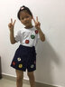 卡瓦拉童装女童套装中大儿童夏装小女孩宝宝花朵休闲运动短袖T恤短裤薄 白色 130码（建议身高125cm左右） 实拍图